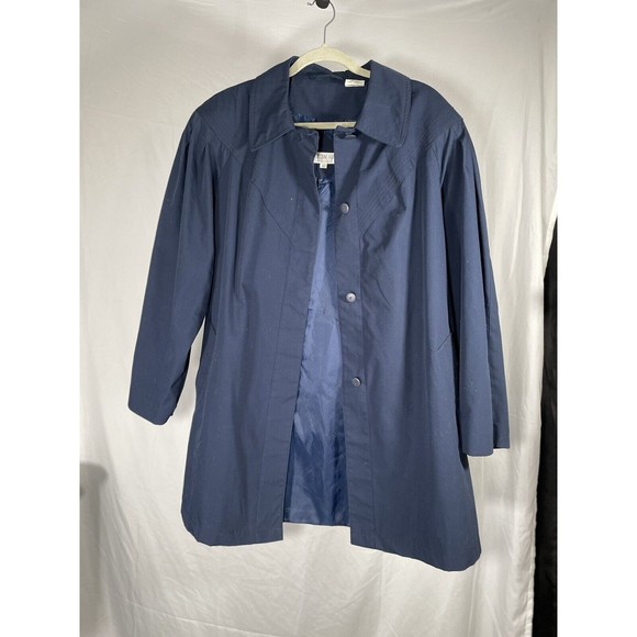 Vintage Saxton Hall Women's Size 18 Navy Blue Overcoat - Picture 3 of 6